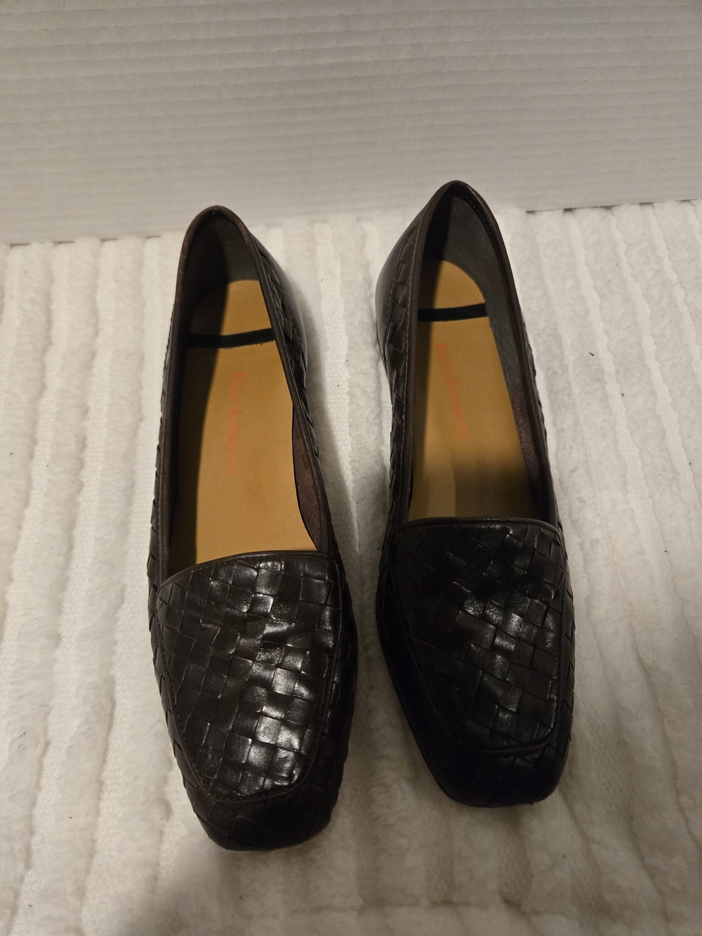 Enzo Angiolini Dark Brown Woven Leather Loafers